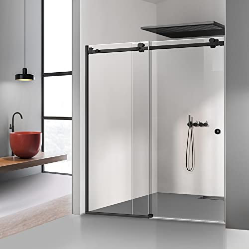 Glissando Porte de douche coulissante Noir Dimensions : 170 x 205 cm à partir de 140/150/160/170/180 x 205 cm - Paroi de douche coulissante en verre transparent (170 x 205 cm, gauche)
