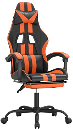 vidaXL Gaming-Stuhl mit Fußstütze Schwarz und Orange Kunstleder