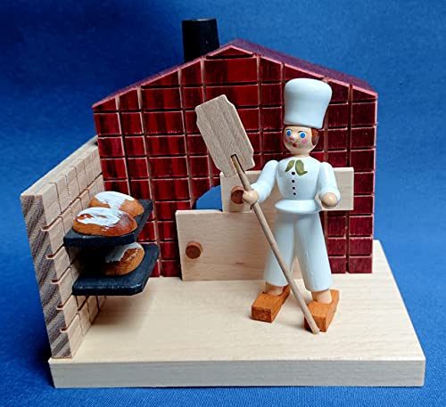 Kunststube Marienberg - Räuchermann Bäcker - neu aufgelegt nach altem DDR Muster ! - Feine Handarbeit aus dem Erzgebirge - inklusive Crottendorfer Räucherkerzen