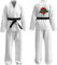 L SERVER Karateanzug Kinder Mädchen Bequemer Professioneller Judoanzug Jungen V-Ausschnitt Taekwondo Anzug mit Gürtel, Weiß, 150