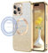 DOMAVER Magnetisch Hülle für iPhone 14 Pro Glitzer, Handyhülle iPhone 14 Pro 6.1 Case Kompatibel mit MagSafe, TPU Silikon Stoßfeste Kratzfest Crystal Magnetic Schutzhülle, Farbverlauf Gold