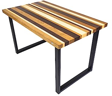 CAPOARTI® Esstisch MULTICOLOUR, Holztisch aus Eichenholz, Esszimertisch mit Metallbeinen (120x90)