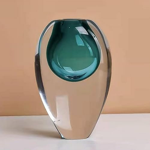 Scizorito Kristallvase, Moderne Dekorative Vase, Minimalistische Blumenvase, Heller Luxus-Stil für Home Decor, Mittelstück, Büro, Pampas Gras, Getrocknete Blumen, Blumen und Knospen (dünn blau)