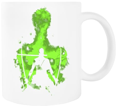 Jinbetee Logotipo De Roronoa Zoro Taza Blanca Taza De Cerámica Para Beber