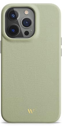 WIIUKA Hülle für iPhone 15 Pro Max, Leder aus Deutschland, Lederhülle extra Dünn, Premium Handyhülle, Case, Qi, Macaron Edition Pistazie Grün