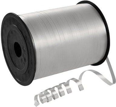 450m Geschenkband Silber 5mm Breit,Kräuselband Geschenkbänder Schleifenband Glitzer Ballonband Ringelband,Dekoband für Weihnachten Neujahr Hochzeit Geburtstag Geschenkverpackung Ballonverschlüsse