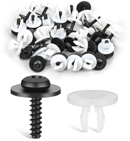 GOOACC 20 Sets Nummernschildschrauben-Kit Motor Spritzschutz Schrauben mit Nylonmuttern für Unterboden Motor Kotflügel Liner Deflektor Gitter für Ford Escape F-150 Edge Focus Fusion C-Max S-Max