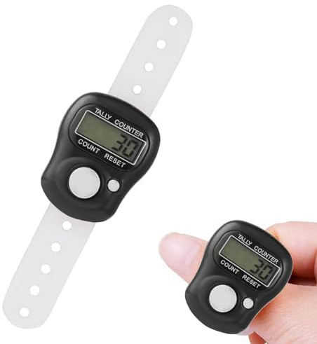 KARELLS Fingerzähler, manueller Zähler, Digitalzähler, Clickerzähler, digitaler Zähler, elektronischer Zähler, Mini-Fingerzähler, für Gebet, Sport, Trainer, 2 Stück (schwarz)