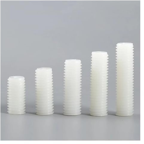 TULDYS Vis sans tête en Nylon, fixation en plastique blanc, fil supérieur, mètres de Machine, tête plate, boulon métrique à fente M3/M4/M5/M6/M8/10/M12(10mm,M6 50pcs)