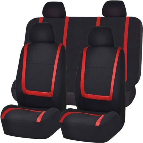 SOUTES Autositzbezüge Sitzbezüge Sets für to-yota Aygo 2012-2021, Autositzbezug Vorne und Hinten Sitzschoner Allwetter Schonbezug Atmungsaktiv Zubehör,C/Red
