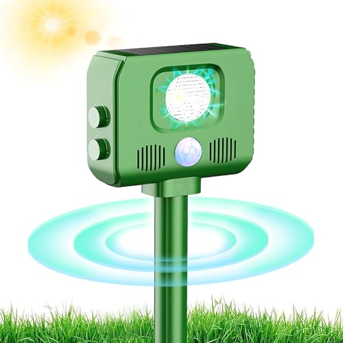 Repellente Gatti, Repellente Ultrasuoni Energia Solare IP66 Impermeabile a Frequenza Regolabile per Allontanare Animali 5 modalità Regolabile Repeller Animali Ultrasound Repellente per Animali