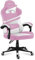 huzaro Force 4.4 Pink Mesh | Gaming Stuhl PC Bürostuhl Schreibtischstuhl Ergonomischer Gamer | Kopfstütze Lendenkissen | bis 130 kg belastbar | Höhenverstellbar Wippfunktion | Stoff | Rosa