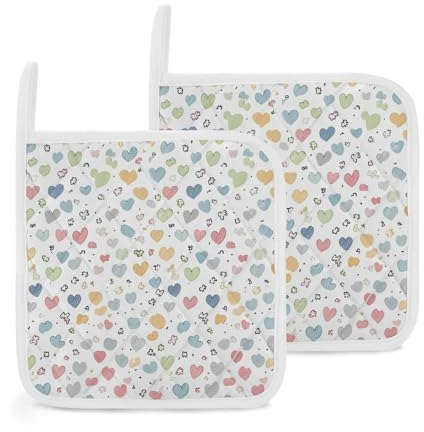 Set di 2 presine a forma di cuore, resistenti per cucina, cucina, cottura al forno, grigliate