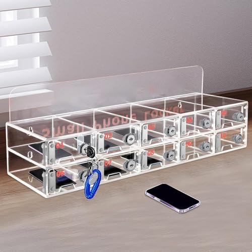 Handy-Schließfach mit 30 Fächern für das Klassenzimmer, durchsichtiger Handy-Aufbewahrungsschrank mit Türschlössern und Schlüsseln, Handy-Gefängnis aus Acryl, an der Wand montierter Telefon-Schließk