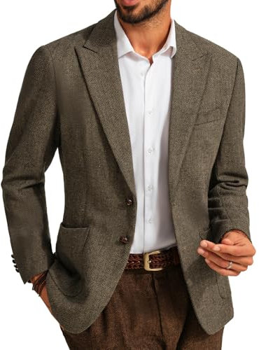 PJ PAUL JONES Sakko Blazer Britannique en laine pour homme Coupe droite Style sportif, kaki, XXL