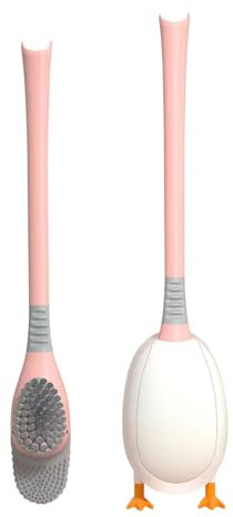 Diving Duck Toilet Brush, Toilet Brush Silicon Bathroom Toilet Brush And Holder Set, Silicone Toilet Brush, Toilet Brush For Motorhomes, Creative Toilet Brush Made Of Silicone With Storage (Pink)