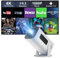 Eroshoo Mini Beamer,Handy Beamer 4K Unterstützung mit Ständer,1080P Mini Projektor Android,Heimkino Beamer Outdoor,210°Drehbarer Smart Außenprojektor,Kompatibel TV Stick/Phone/HDMI/USB,Weiß