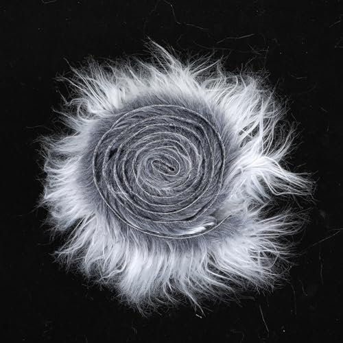 Kunstfell Zum Basteln 10 X 150 Cm Furry Faux Precut Strips Flauschiger Kunstpelzstoff Zotteliger PlüSch Kunstpelz Pelz Fell Fluffy Stoff Für Zwerge Bart Haare Cosplay DIY Weihnachts (Grau)