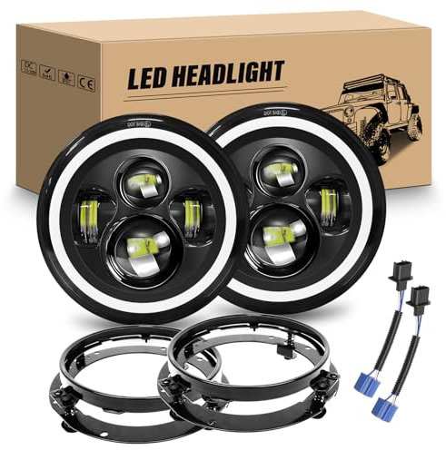 RIGIDON 2Pcs 7 Zoll Led Scheinwerfer mit Rundring Halterung, 50W 5000LM Wrangler Blinker Scheinwerfer, 3000K+6000K 4 Modi DRL Hi/Lo Beam Offroad Beleuchtung für Auto Wrangler JK TJ LJ CJ Humm-er JP