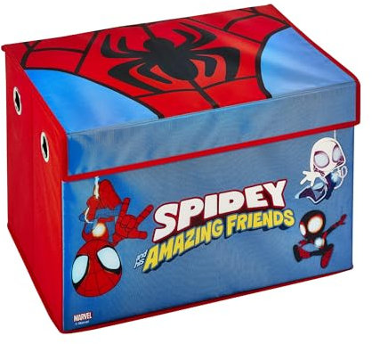 Marvel Spidey and His Amazing Friends Large Fabric Storage Box with Flip-Top Lid - Durable, Collapsible Toy Chest for Kids' Books, Treasures, and Toys - Perfect for Bedroom and Playroom Organization