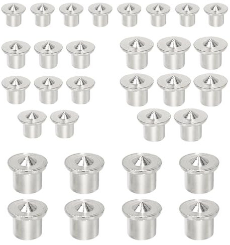 Aoyswuz 32 Pcs Dowel Drill Center Points Pin Set Steel 6/8/10/12 mm Tenon Centers Points Alignment Tool, Wooden Dowel Centring Points for Woodwork Drill Tools
