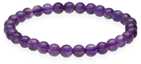 Lebensquelle Plus Kugelarmband | Perlen Armband 6 mm | Hochwertiges Edelsteinarmband | Natur Stein Edelsteinarmband dehnbar (Amethyst)