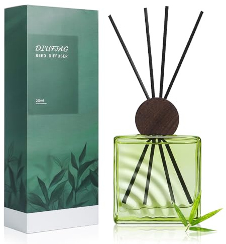 DIUFJAG Raumduft Duftstäbchen 200ml - Bamboo Bambus Mit 8 stäbchen,Reed Diffuser Lufterfrischer für Büro Badezimmer Regal Dekor