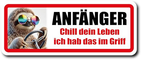 Fahranfänger Magnet Schild (20 x 8 cm) – Lustiges Auto-Magnetschild mit Spruch & witzigem Motiv – Alternative zu Aufkleber – Geschenk zum Führerschein (Jungs)