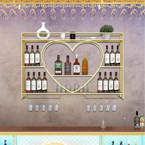 Générique Support Mural pour Bouteilles de vin avec Porte-Verre, étagère de Bar en Fer, étagères murales flottantes, étagères murales, Porte-Verres en métal, étagère pour Bouteilles de Liqueur
