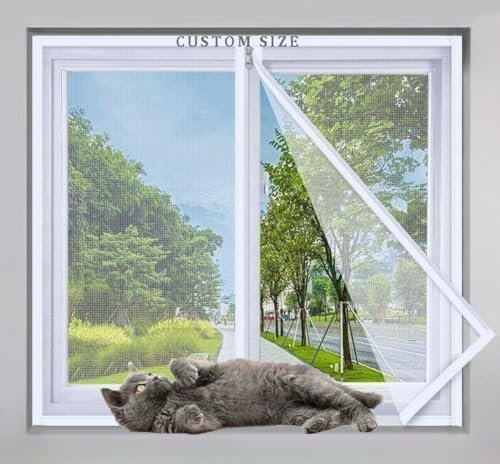 Custom Size Cats Safety Net, Anti-Scratch Window Mesh, Self-Adhesive Cat Proof Window Screen, Durable Window Screen Mesh to Keep Bugs Out