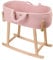 LIL'THINGS Moseskorb Set mit Schaukelgestell – Handgefertigt aus Baumwolle & Buchenholz – Mit Matratze & Wippfunktion – Komplettset - 77x37x23 cm - Rosa/Holz