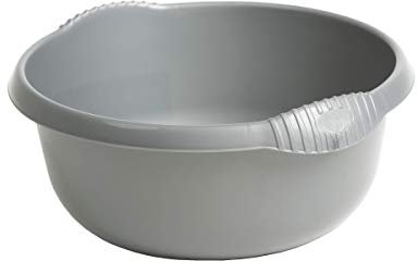 PLASTIC WASHING UP BOWL 5LITRE - ROUND SINK BASIN | COLOURFUL & DURABLE KITCHEN BOWL FOR DISHWASHING, MIXING & STORAGE - BPA-FREE, EASY CLEAN & SPACE SAVING (Silver, Small 28 cm Round Bowl)