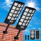 SENDALE Lot de 2 lampes solaires d'extérieur 500 W avec télécommande, 6500 K, lampadaire solaire crépusculaire à l'aube IP66, lampadaire solaire d'extérieur pour jardin, garage