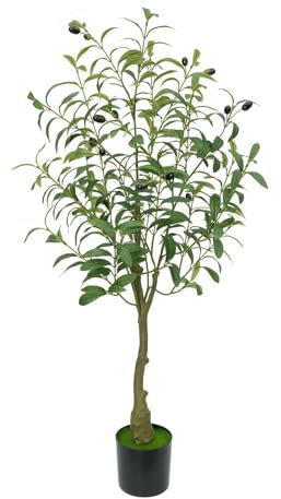 Künstlicher Olivenbaum,Gefälschter Olivenbaum für den Innenbereich,Simulierter Olivenbaum mit Blumentopf,Große Olivenpflanze mit realistischen Blättern für Haus,Büro und Innendekoration 120