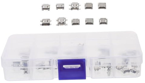 Lurrose 50pièces Connecteurs Micro USB Femelle à Souder Prise USB Standard Cuivre Adaptateur De Remplacement pour Réparation Et Projets Électroniques