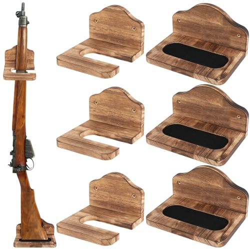 GlikCeil Vertikaler Waffenständer, Hartholz, Wandhalterung, Holzhaken, Aufhänger für die Wand für Gewehre, Schrotflinten, Bögen, Präsentationsaufbewahrung (klassisch, karbonisierte Farbe)