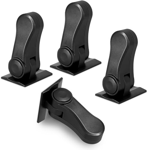 SACONELL Door Locks for Children, Baby Proofing Door Handle Lock, 4 Pack | Pet and Child Proof Door Lever Locks, Child Door Locks for Bedroom Kitchen Bathroom, Self-Adhesive, Without Drilling (Black)
