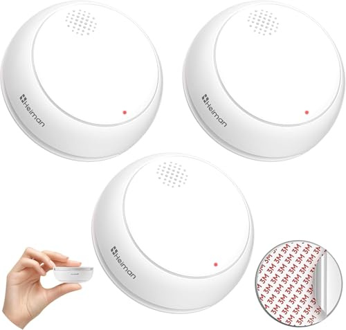 Heiman Rauchmelder Vernetzbar 3er Set, HM2SA-1W-T | 10 Jahre Batterie, EN 14604, Q-Label/UKCA Zertifiziert, Photoelektrischer Sensor, Test- & Stummschaltfunktion