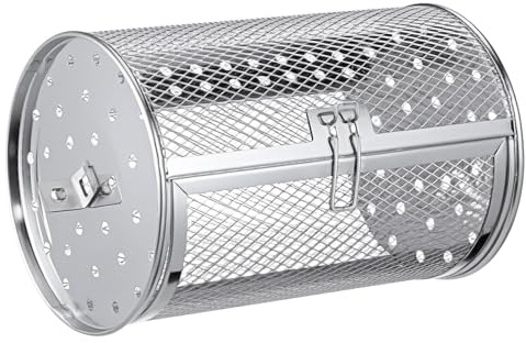 TOGEVAL Silver Gray Stainless Steel Air Fryer Rotisserie Oven Basket, Universal Kitchen Grill Roaster, Compatible with Air Fryer Accessories for Baking and Roasting