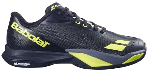 Babolat Men's Jet Mach 4 Clay Court Tennis Shoes, Black/Aero (Men's US Size 10)