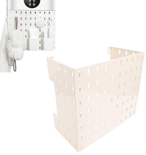 Ejoyous Boiler Pipe Cover Box, Gas Water Heater Pipe Cover Box Wall Mounted Storage Rack Pegboard Organizer with No Punch Installation, for Kitchen Bathroom Home (Small Size for Curved Handle)