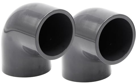 Baumaxxe 2x PVC Winkel 20mm Fitting Winkelmuffe Klebemuffe - 16 Bar - bm080 | 1/2 Zoll PVC Fitting, 2x Klebemuffe und Anschlagfuge, zum Verkleben mit PVC Rohr 20mm, Pool Zubehör für Poolverohrung 20mm