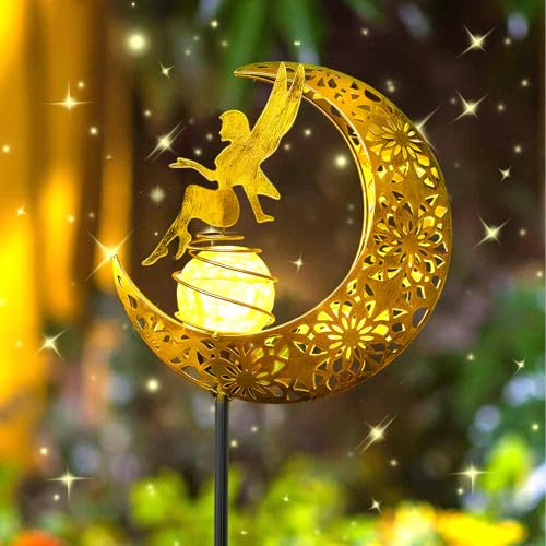 Lampe Solaire Exterieur Jardin,Lampes Solaires dD'extérieur,Jardin Exterieur Lumière en Forme de Lune,Décoration de Jardin,LED Boule de Verre Lumière,pour Pelouse,Cour,Chemin,Terrasse,Balcon