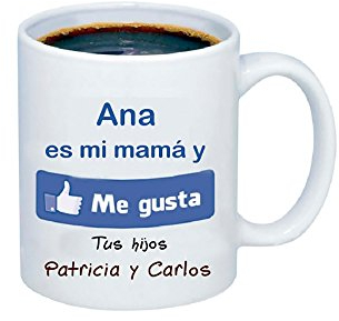 Regalo para madres personalizable: taza 'me gusta mi mamá' personalizada con su nombre y el de su/s hijo/s