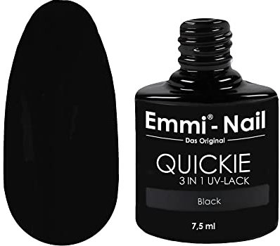 Emmi Nail Quickie Black 3in1 (schwarz L014) I LED UV Nagellack I Unter-, Farb-& Überlack der bis zu 3 Wochen glänzt I Kratzfest stoßfest vegan I 7,5ml