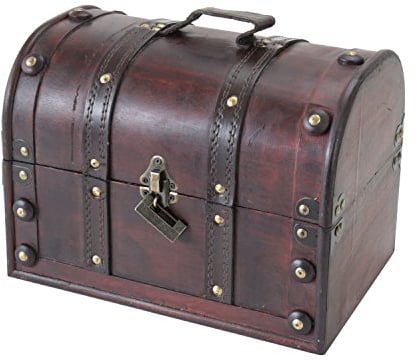 HMF 6404-130 Cofre del Tesoro de Madera con Candado | 30 x 20 x 22 cm | Pequeño | Italia