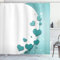 ABAKUHAUS Turquoise Rideau de Douche, Coeurs Valentines, Tissu Ensemble de Décor de Salle de Bain avec Crochets, 175 cm x 180 cm, Turquoise Turquoise Blanc