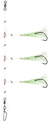 DAIWA Grandwave Dorsch- und Köhler-Vorfach Glow Octopus zum Angeln 150cm Black-Green 16517-240