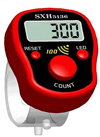 linlinfa Mini-Stich Marker Row Finger Zähler LCD-elektrische Digital-Display mit Licht für das Nähen Stricken Weave Werkzeug oder Buddha Pray zufällige Farbe