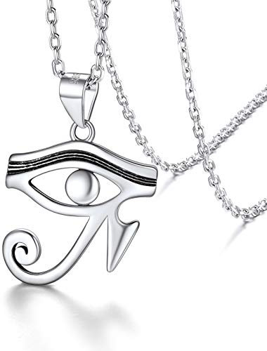 Collier l'œil d'Horus Femme Pendentif Homme Croix d'Ankh d'Egypte Egyptienne Amulette Protection Clé de la Vie Famille Bijoux Cadeau Noël Porte Bonheur Afrique Fête des Mères